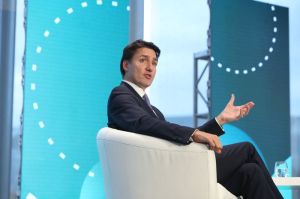 Justin Trudeau speaks at a climate conference in Ottawa, on Oct. 18.Photographer: David Kawai/Bloomberg