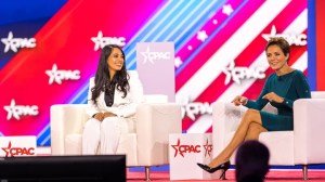 Rep. Mayra Flores, R-Texas, left, was among the conservative stars at CPAC Texas 2022.  (Fox News Photo/Joshua Comins)