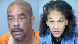 Thomas Wallace, left, and Ramona Gonzalez, right, were arrested after police found dismembered body parts of an Air Force veteran. (Maricopa County Sheriff's Office)