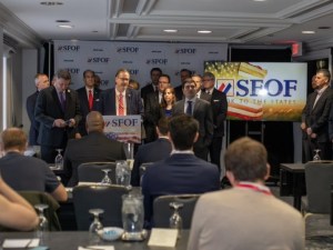 Derek Kreifels, CEO of State Financial Officers Foundation (SFOF), speaks at a press conference November 14, 2022.