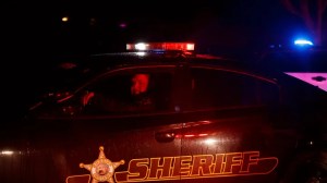 The Indiana State Police car leaves the scene of the crime. (Jeremy Hogan/SOPA Images/LightRocket via Getty Images)