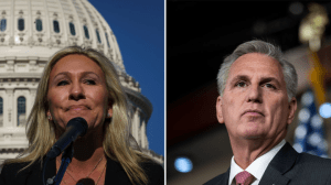 Rep. Marjorie Taylor Greene and Minority Leader Kevin McCarthy (Getty Images)