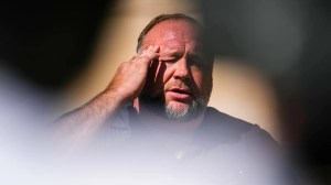 InfoWars founder Alex Jones speaks in Waterbury, Conn. Photo: Joe Buglewicz/Getty Images