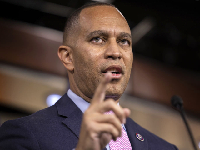 Newly elected House Democratic Leader Hakeem Jeffries (D-NY) holds a press conference alongside other newly elected member of House Democratic leadership on November 30th, 2022. (Nathan Posner/Anadolu Agency via Getty Images)