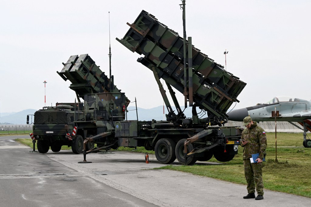 FILE PHOTO: Patriot missile defence system is seen at Sliac Airport, in Sliac, near Zvolen, Slovakia, May 6, 2022. REUTERS/Radovan Stoklasa
