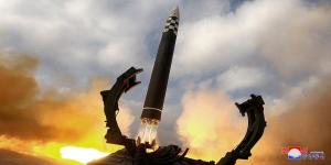 An ICBM is launched in an undated photo released by North Korea in mid-November that could not be independently verified. (KCNA via Reuters)