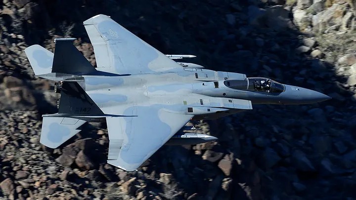 An F-15C Eagle from the California Air National Guard, 144th Fighter Wing. (AP Photo/Ben Margo)