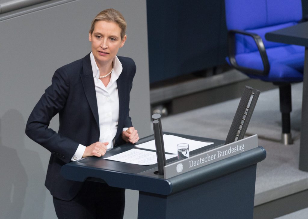Alice Weidel, the co-leader of AFD, speaks in the German Bundestag (Source: Shutterstock)